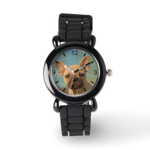 Niedliches französische Bulldoggen-Welpen-Porträ Armbanduhr