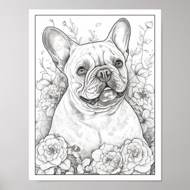 Niedliches Französisches Bulldog-Farbenposter Poster (Vorne)