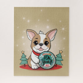 Niedliches französisches Bulldog Funny Happy New Y Puzzle