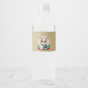 Niedliches französisches Bulldog Funny Silvester P Wasserflaschenetikett