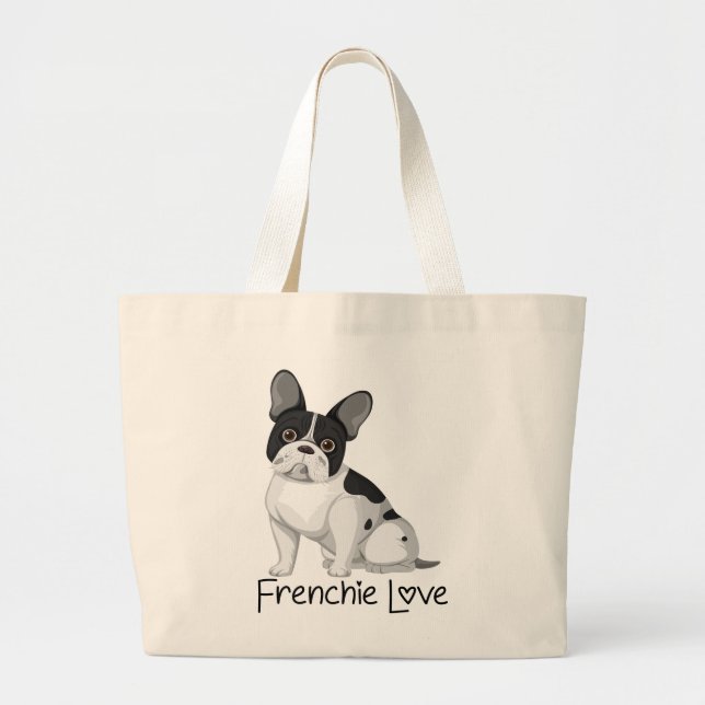 Niedliches Französisches Bulldog-Geschenk Frenchie Jumbo Stoffbeutel (Vorne)