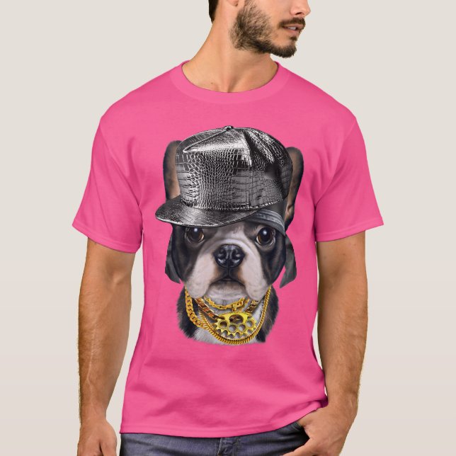 Niedliches französisches Bulldog-Hip Hop-Rapper-Ca T-Shirt (Vorderseite)