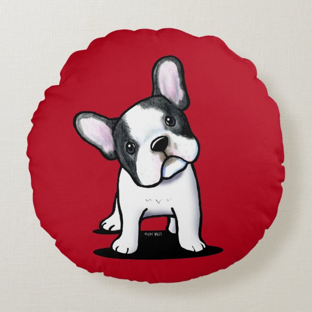 Niedliches französisches Bulldog-Rundkissen Rundes Kissen (Vorderseite)