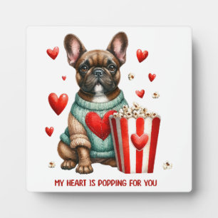 Niedliches französisches Bulldog-Valentinstag Fotoplatte