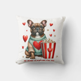 Niedliches französisches Bulldog-Valentinstag Kissen