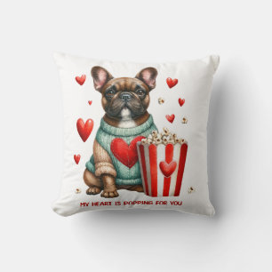 Niedliches französisches Bulldog-Valentinstag Kissen
