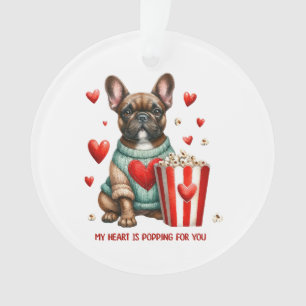 Niedliches französisches Bulldog-Valentinstag Ornament