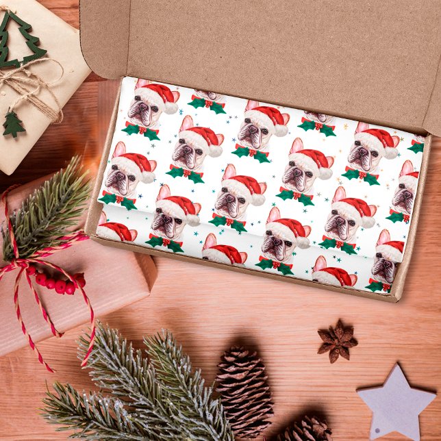 Niedliches Französisches Bulldog-Weihnachtsmuster Seidenpapier (Von Creator hochgeladen)