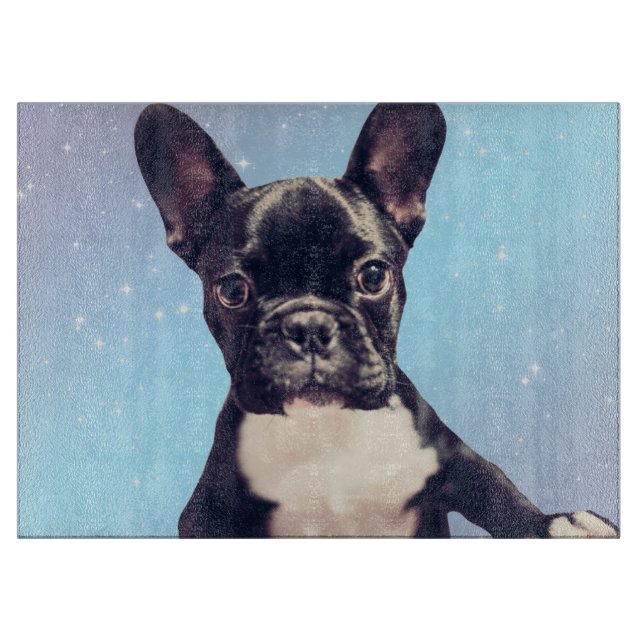Niedliches Französisches Bulldog Welpe Blue Cuttin Schneidebrett (Vorderseite)