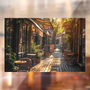 Niedliches französisches Kaffeehaus Fensteraufkleber