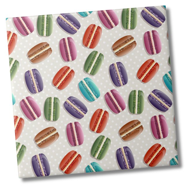 Niedliches französisches Macaron-Muster Fliese (Colorful Cute Trendy French Macaron Cookie Pattern Ceramic Tile)