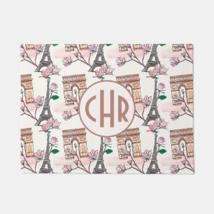 Niedliches französisches Theme Monogram Frankrei Fußmatte