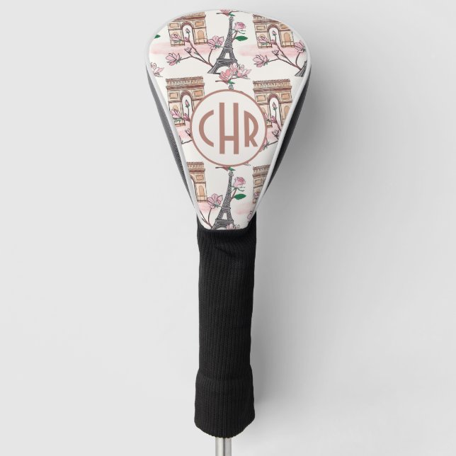 Niedliches französisches Theme Monogram | Frankrei Golf Headcover (Vorderseite)