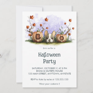 Niedliches French Bulldog Puppy Halloween-Party Einladung