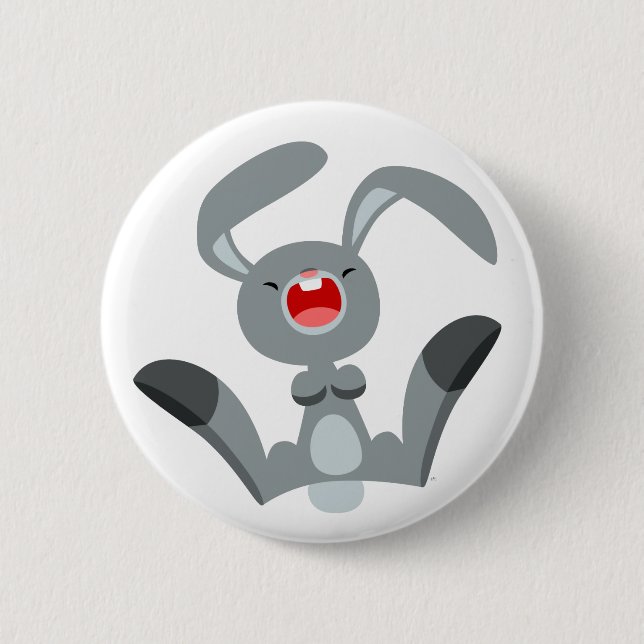 Niedliches Freuden Cartoon Rabbit Button Abzeichen (Vorderseite)