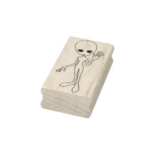 Niedliches, freundliches alien gummistempel