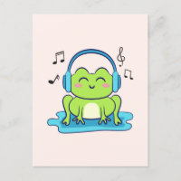 Niedliches Frog-Hören auf Musik