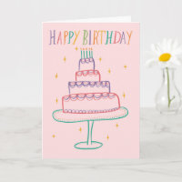 Niedliches Frohes Geburtstagskuchen Sketch Doodle