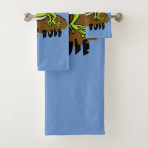 Niedliches Frosch Cartoon Handtuch Set. Badhandtuch Set