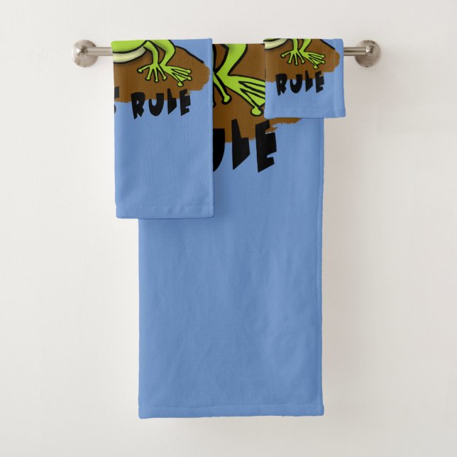 Niedliches Frosch Cartoon Handtuch Set. Badhandtuch Set (Insitu)