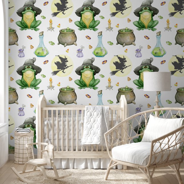 Niedliches Frosch Hexentränke Cauldron Halloween K Tapete (Kinder)