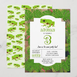 Niedliches Frosch-Kindergeburtstag-Party Einladung