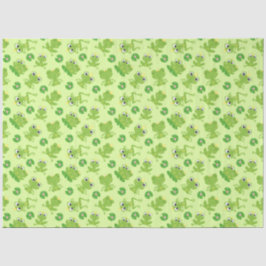 Niedliches Froschmuster auf hellgrün Seidenpapier