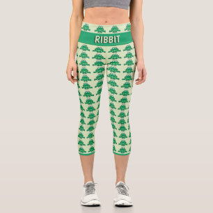 Niedliches Froschmuster Capri Leggings