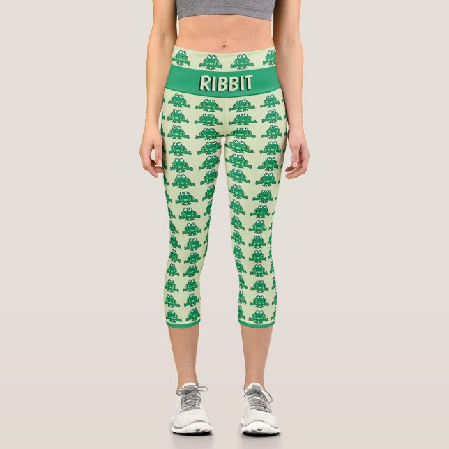 Niedliches Froschmuster Capri Leggings (Vorderseite)