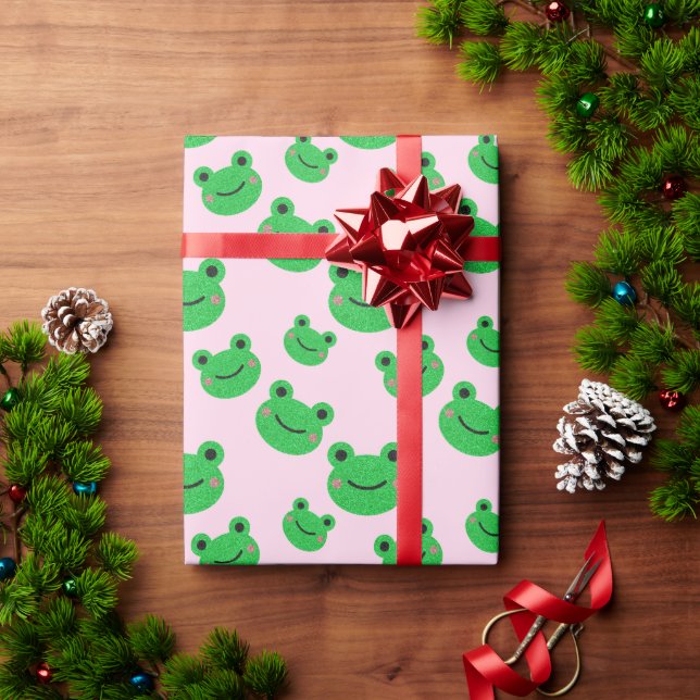 Niedliches Froschmuster Geschenkpapier (Feiertagsgeschenk)