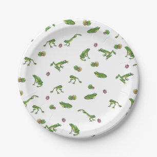 Niedliches Froschmuster Pappteller