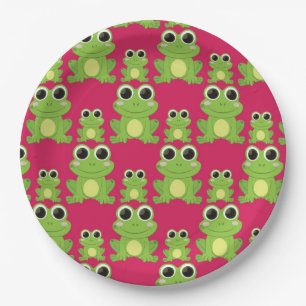 Niedliches Froschmuster Pappteller