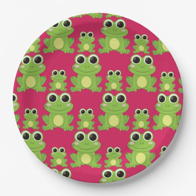 Niedliches Froschmuster Pappteller (Vorderseite)