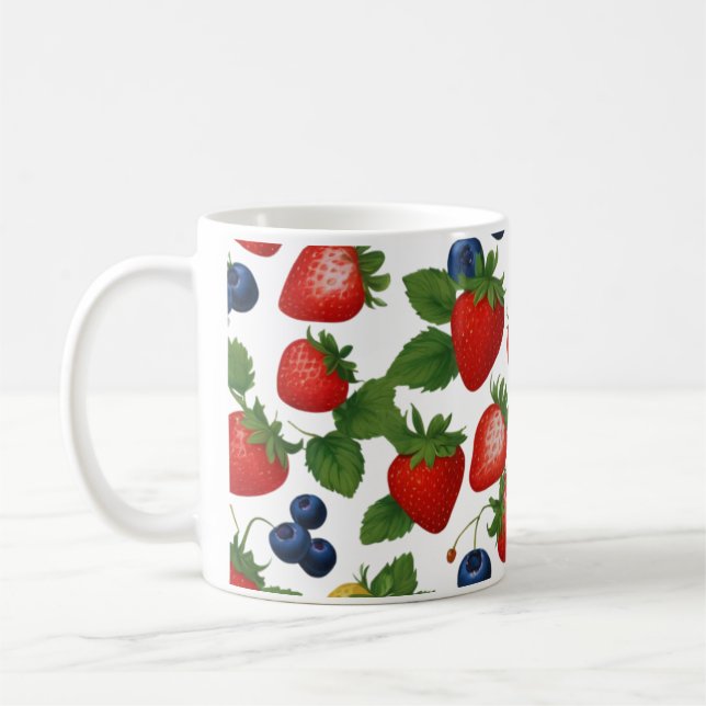 Niedliches Fruchtmuster Kaffeemaschine Tasse (Links)