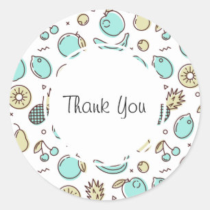 Niedliches Fruchtmuster Sommerliches Thema Vielen  Runder Aufkleber