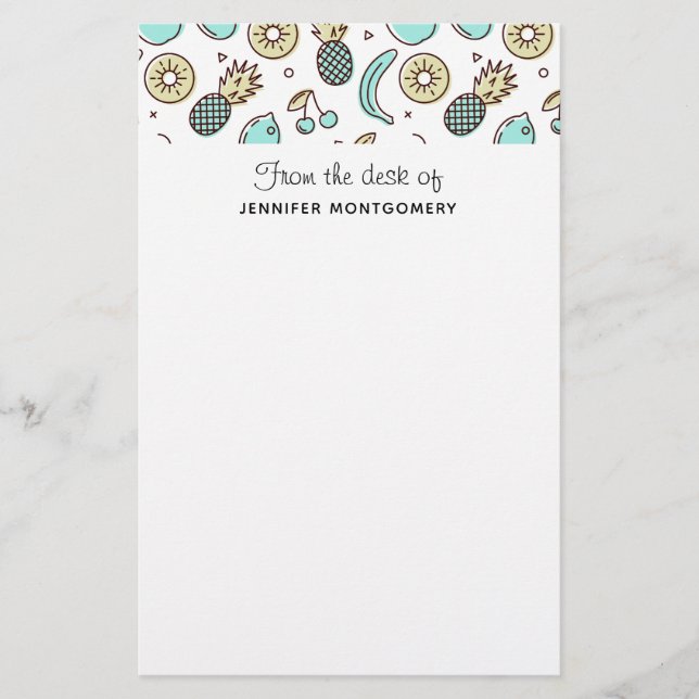 Niedliches Fruchtmuster Summerline Zeichnend Briefpapier (Vorderseite)