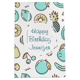 Niedliches Fruchtmuster Summerline Zeichnend Gebur Mittlere Geschenktüte