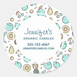 Niedliches Fruchtmuster Summerline Zeichnend Gesch Runder Aufkleber