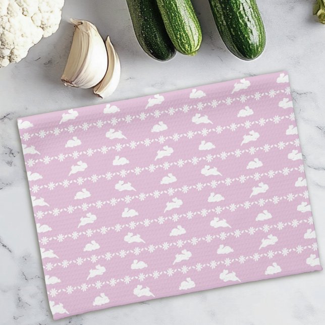 Niedliches Frühjahrsmuster Pink Geschirrtuch (Von Creator hochgeladen)