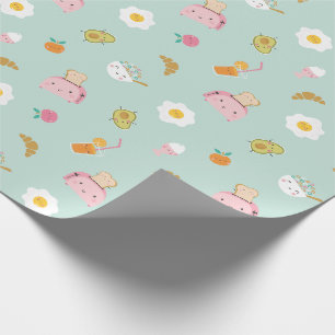 Niedliches Frühstück auf Pizza Geschenkpapier
