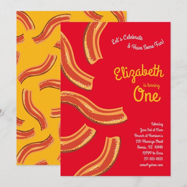 Niedliches Frühstück Brunch Kind 1. Geburtstag Par Einladung (Vorne/Hinten)