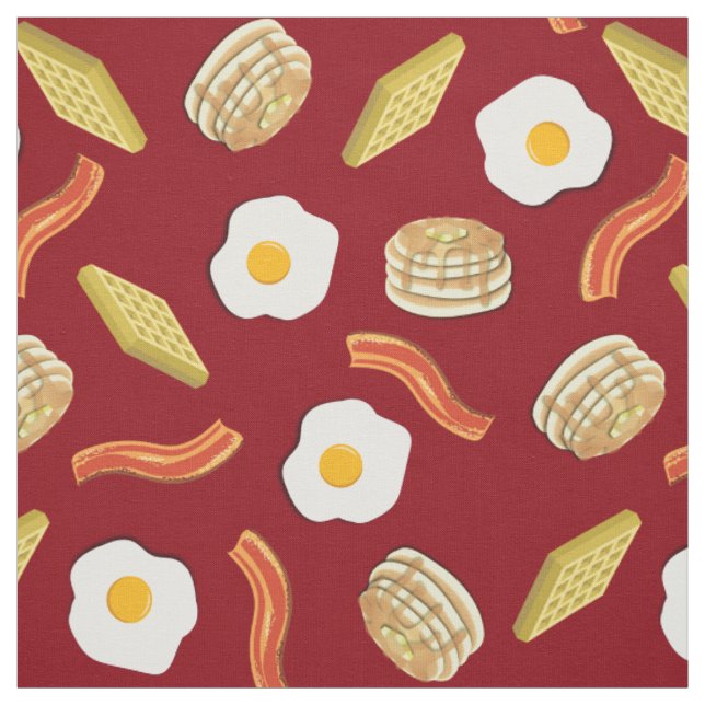 Niedliches Frühstück Kinder Bacon Eier Pfannkuchen Stoff (Muster)