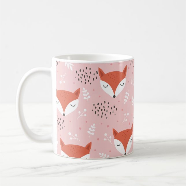 Niedliches Fuchs-nahtloses Muster, Wolfshandwald Kaffeetasse (Links)