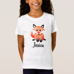 Niedliches Fuchs & Name T-Shirt<br><div class="desc">Dieses hat niedliche Ausrüstungsbeschreibungen ein orange Watercolorwaldwaldfuchsgeschöpf und Raum,  damit Sie das Einzelteil mit dem Namen Ihres Mädchens personifizieren. Ein perfektes Tiergeschenk für irgendein Ihrer Familienmitglieder. Karo,  heraus,  welches die Erholung unserer Sammlung für anderen niedlichen Fuchs entwirft!</div>