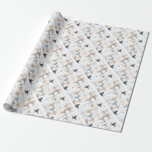 Niedliches Fuchs- oder Wolfmuster des Geschenkpapier