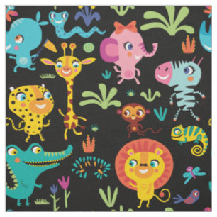Niedliches Funny African Safari Animals Kinderzimm Stoff