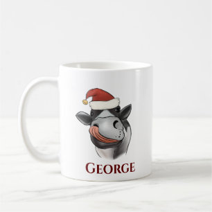 Niedliches Funny Animal Santa Cap Weihnachten Kaffeetasse