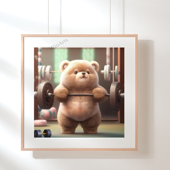 Niedliches Funny Bear Weightfting in Gym Workout A Poster (Von Creator hochgeladen)