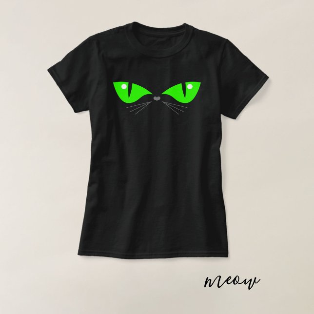 Niedliches Funny Cat Green Eyes Cat Lover Geschenk T-Shirt (Von Creator hochgeladen)