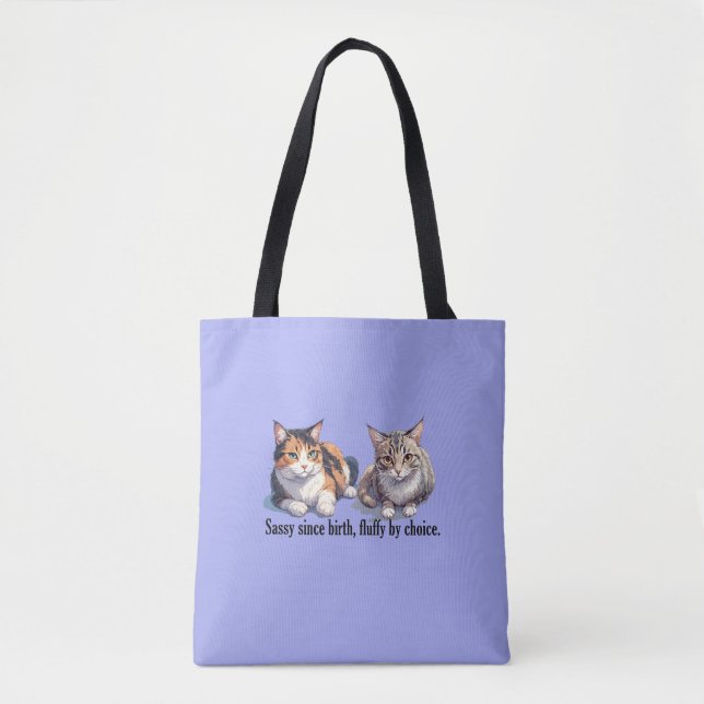 Niedliches Funny Cat Theme Light Blue Tasche (Vorderseite)